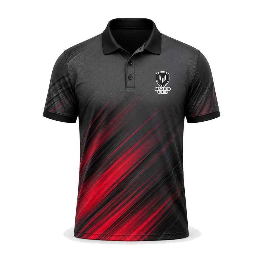 Momentum Polo — Graphite and Red by Maxido Golf