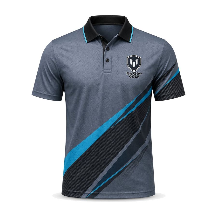 Diagonal Polo — Slate and Cyan by Maxido Golf